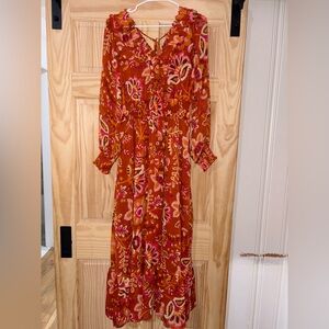 Fate Floral Orange Maxi Dress